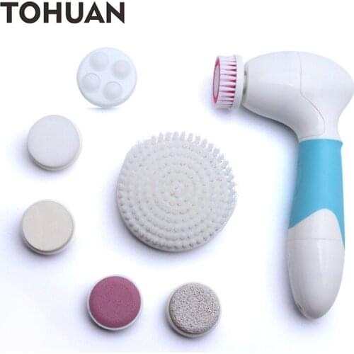 7 IN 1 Face Brush Cleansing Multifunction Electric Ultrasonic Wash Body Spa Skin Care Massage Face Brushes Facial Cleanser Tool