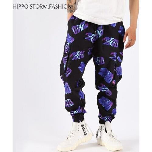 High Quality New Men Blue Printing Casual Pants Overalls Joggers Retro Multi-pocket Fashion Hip-hop Loose Sports Trousers S-4XL