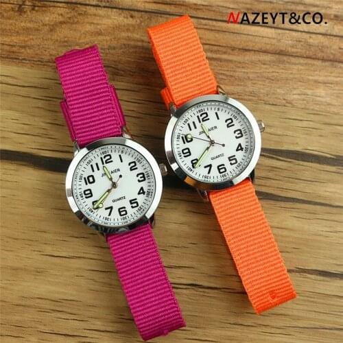 Nazeyt children sports watch simple dial easy learn to time little boys girts luminous hands nylon strap quartz Reloj infantil
