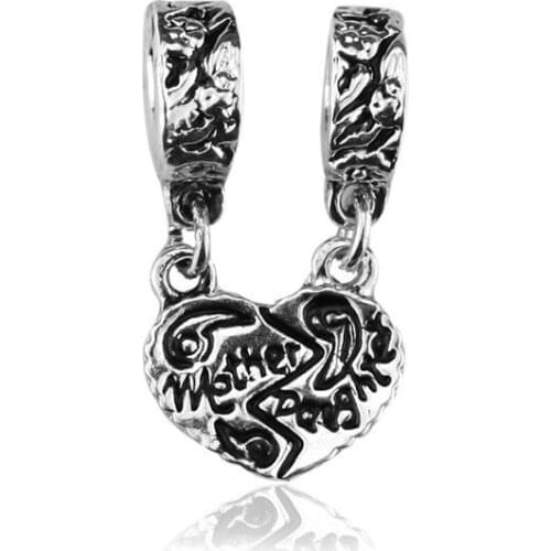 DIY Jewelry Making Metal Zinc Alloy Plated Oxidized Bead with Love Heart Pendant Fit for Pandora Charms Bracelets Bangles