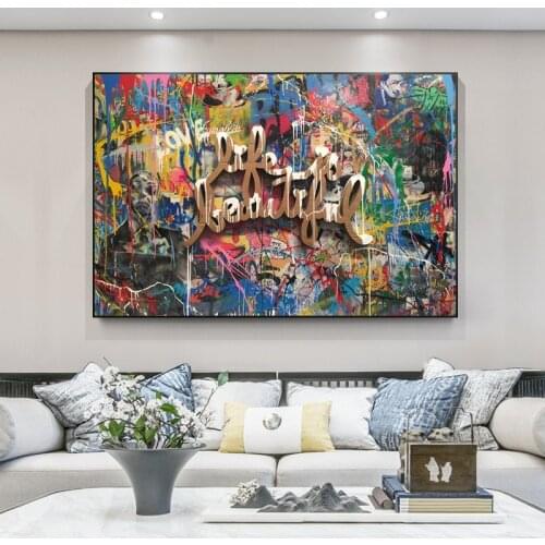 Graffiti Art Life Is Beautiful Slogan Canvas Art Paintings Street Art Poster and Print Wall Art Picture for Home Decoration
