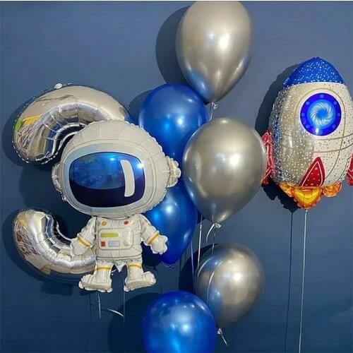 Astronaut Rocket 4D Planet Foil Balloons Kids Outer Space Theme Birthday School Party Decorations Baby Shower Toys Air Globos
