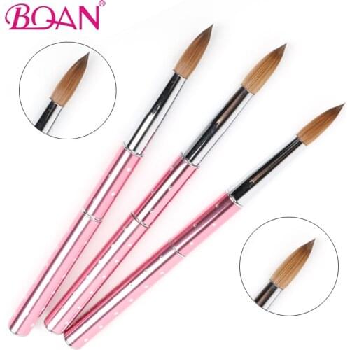 BQAN #14 #16 #18 Crystal Acrylic Nail Art Brush UV Gel Carving Pen Brush DIY Nail Drawing Handle Builder Brush Drawing Tools