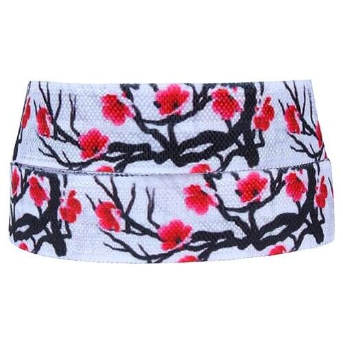 Flora Ribbons flower printed foe fold over elastic for hair accessories