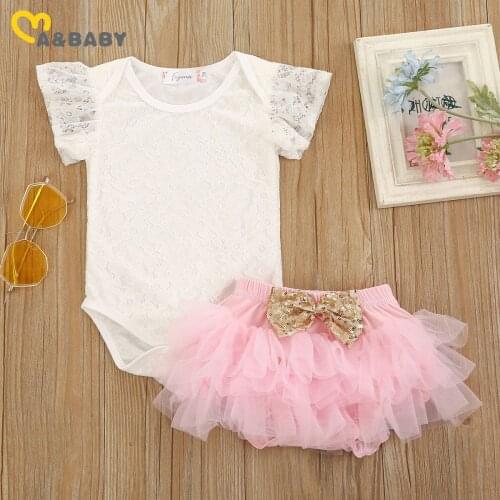 Ma&Baby 0-24M 1st Birthday Baby Girl Clothes Set Summer Newborn Infant Baby Lace Romper Tulle Shorts Outfits Bloomers Costumes