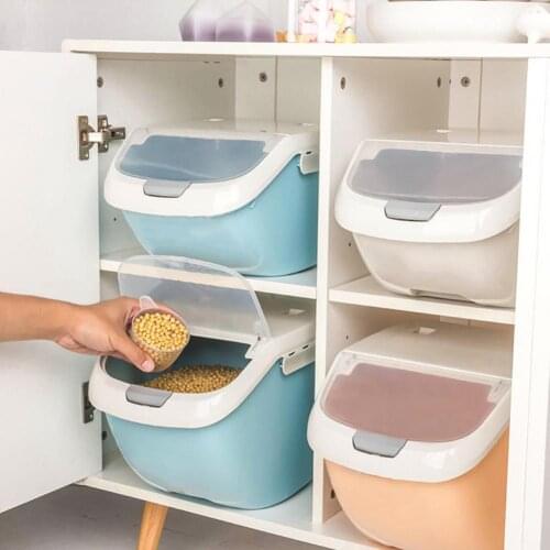 6KG Reusable Dust-proof PP Sealed Storage Containers for Rice Pasta 3 Color Pet Food Storage Box Kitchen Accessories