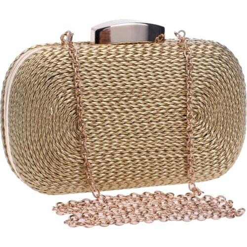 Fashion Evening Clutch Bags Weaving Evening Bag With Chain Shoulder Bag Womens Handbags Wallets Evening Bag For Wedding Party