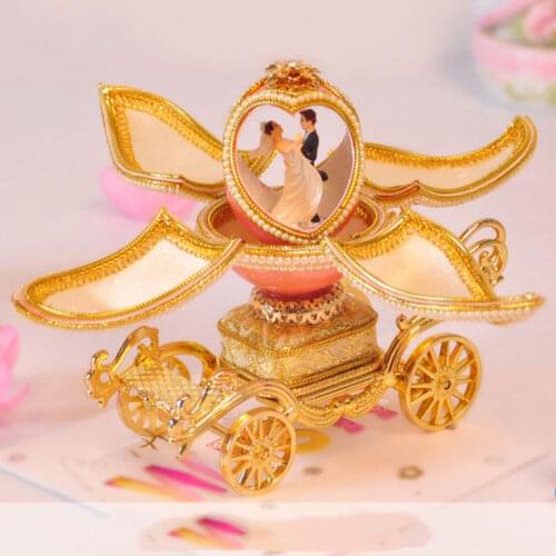 Flowers blooming rich beautiful Music Box Egg carving Crafts Rose pattern decoration Wedding Souvenir Christmas new year gift