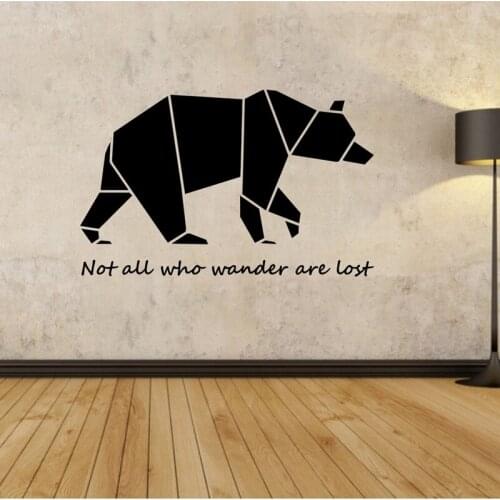 Origami Bear Wall Decal Wall Stickers Quotes for Bedroom Living Room Home Design Decor Murals Geometric Wall Art Vinyl A385