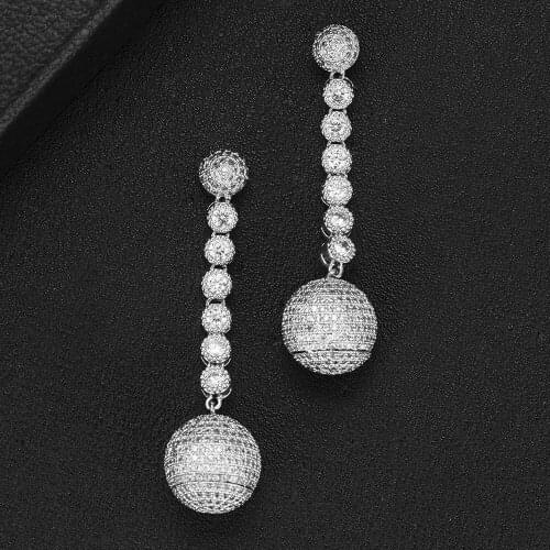 LARRAURI Luxury Delicate ball Chain Dangle Pendant Earrings For Women Bridal Wedding Party Show Jewelry Romantic Noble Gift