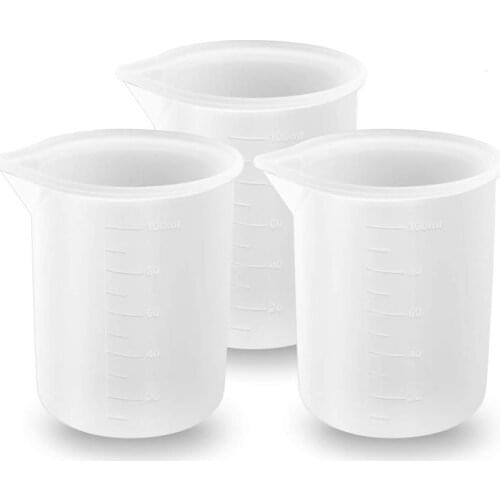3pcs 100ml Silicone Measuring Cups Tool Clear Graduated Epoxy Split Cup For Casting UV Resin Mold Jewelry Art Kitchen Lab