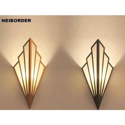 Vintage Fan-shaped LED Wall Lamp Staircase Corridor Aisle Hallway Bedroom Bedside Creative Home Indoor Lighting Fixtures E14