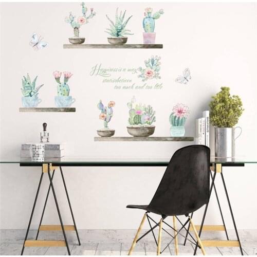 3d vivid garden flower butterfly wall stickers living room bedroom TV Background succulent plant wall decals mural arts decor