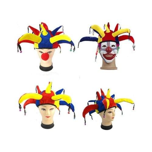 Anime hat Circus clown Auguste Color bell hat Tramp Halloween ball will be funny clown Adult funny hat turkey hat Unisex cosplay