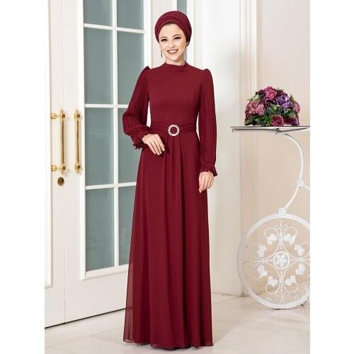 Women Hijab Dress With Belt Long Modern Luxury Elegant Clothing New Seon Islamic Muslim Fashion High Quality Made In Turkish