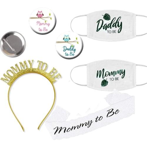 Daddy Mommy to Be Sash Badge Crown Gender Reveal New Father mother Mom Baby Shower Party decoration gift present Photo props