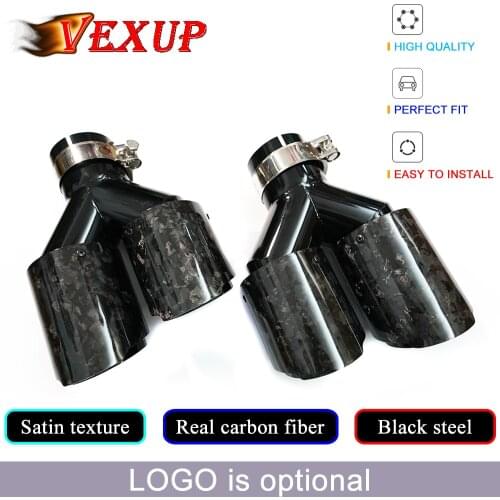 1 PCS High Quality Forged Carbon Fiber Rear Tail Muffler Tip Y Shape Double Exit Exhaust Pipe Mufflers Nozzle Decoration