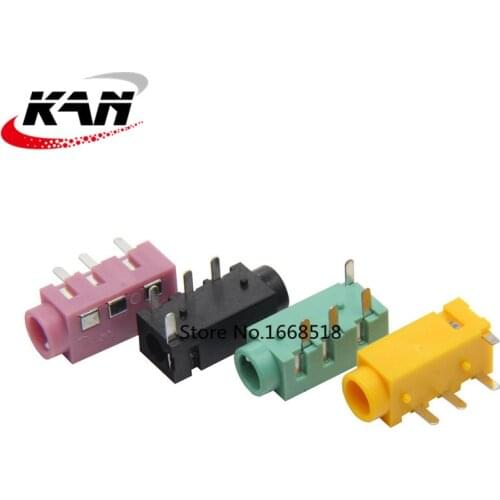 10PCS 3.5mm Female Audio Connector 4 Pin DIP Headphone Jack Socket PJ-320A Audio Interface Audio Jack Black