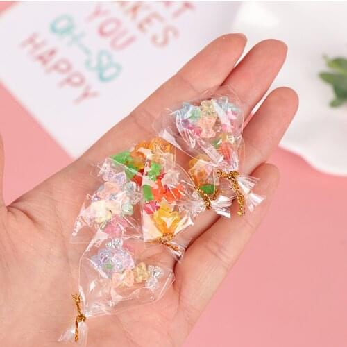 12Pcs/Bag 1:12 Dollhouse Miniature Bear Candy Food Dessert Sugar Candy Kitchen Toy
