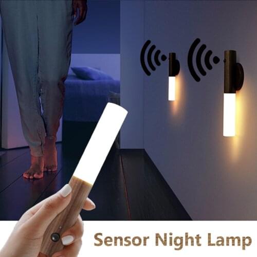 2021 LED Infrared Sensor Photosensitive Sensor Night Light Wireless USB Rechargeable Night lamp For Bedside Wardrobe Wall Lamp