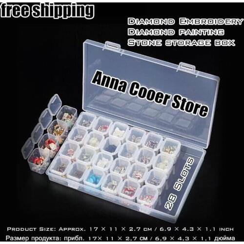 28 Slots Diamond Embroidery Box Diamond Painting Accessory Case Clear plastic Beads Display Storage Boxes Cross Stitch ToolsLH11