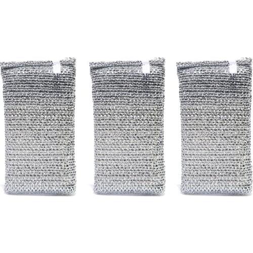 3Pcs/Set Kitchen Scrubbing Sponge Steel Wire Dish Brush Cleaner Scouring Pads F62A