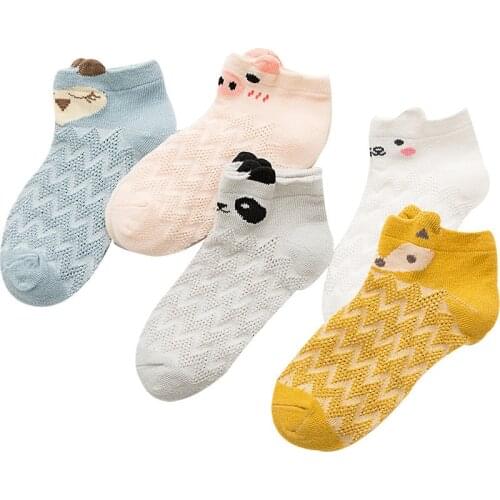 5Pairs/Lot Spring Summer Cotton Cute Kids Socks Funny Cartoon Animal Ears Short Socks Children Boys Girls Ankle Socks