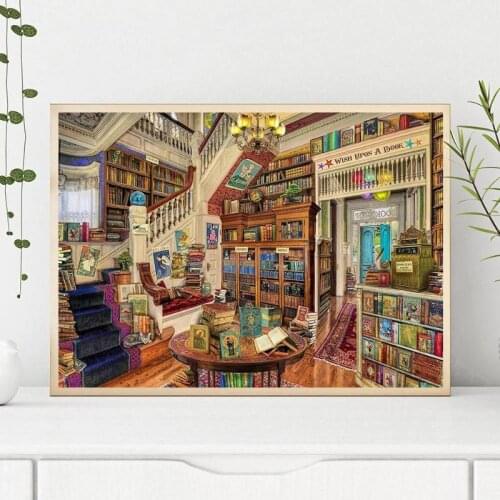 5D DIY Full Drill Diamond Painting Books Shelf Embroidery Mosaic Cross Craft Kits Wall Picture Art Decoration for Home