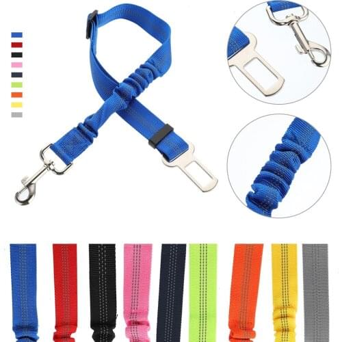 Pet Supplies Car Seat Belt Dog Seat Belt Dog Leash Vehicle Belt Adjustable Cushioning Elastic Reflective Safety Rope for Dog Cat