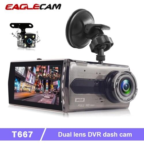 Car DVR Dash Cam Dual Lens Vehicle Camera Full HD 1080P 4" IPS Front+Rear Night Vision Video Recorder G-sensor Parking Monitor
