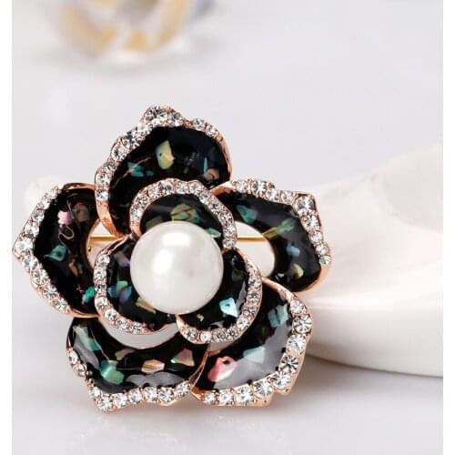 Fashion New Arrival Gifts Rhinestone Drop Oil Crystal Flower Vintage Brooch Flower Pins For Girls Women Jewelry