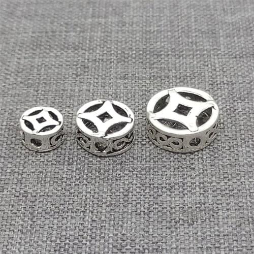 925 Sterling Silver Tire Beads with Coin Design for Bracelet 6mm 8mm 10mm