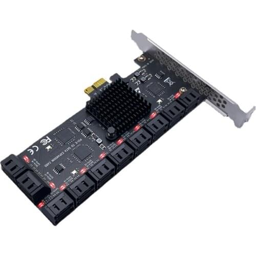 Chia Mining 20 Port SATA 6Gbps to PCI Express Controller Expansion Card PCIe to SATA III Converter PCIE Riser Adapter
