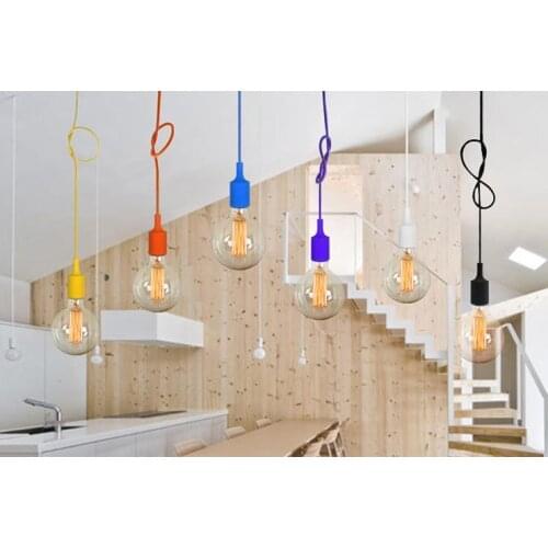 Colored Silicone E27 Line Pendant Light Mediterranean Cafe Tea Shop Decoration Hanging Light deco chambre