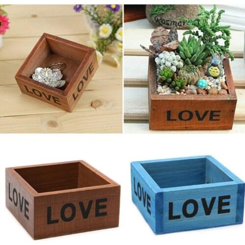 LOVE Shape Square Wooden Succulent Plant Flower Bed Pot Box Garden Planter Home Storage Supplies Tools Decoration