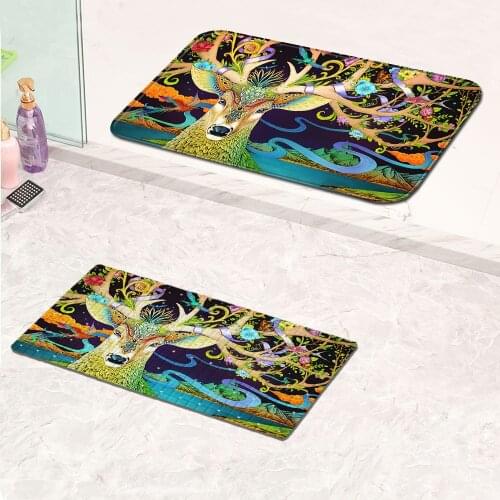 Two-piece animal elk pattern bathroom mats PVC Waterproof Non Slip mat Doormat For Entrance mat decoration can be customized