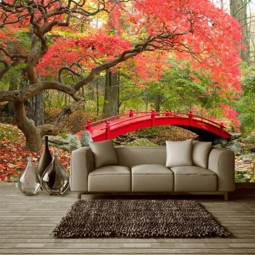 Custom Photo Wallpaper Home Decor Living Room Sofa TV Wall Woods Landscape 3D Stereoscopic Embossed Non woven Wallpaper Murals