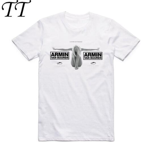 2019 Men Print Armin Van Buuren Logo White T Shirt Summer Short Sleeve O Neck Netherlands Trance Music Popular Music DJ T-shirt