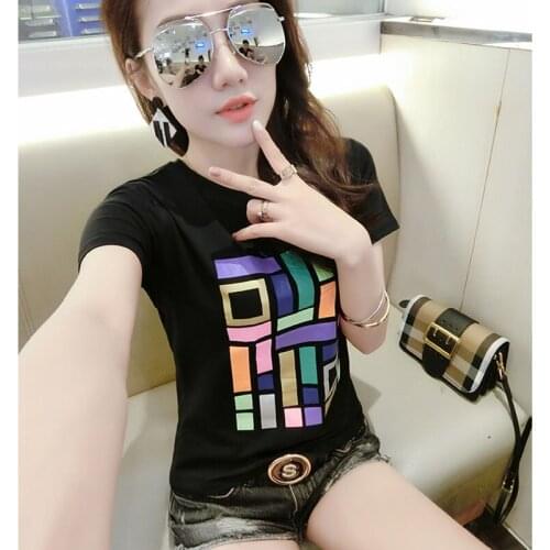 GGRIGHT cotton t shirt women tshirt 2019 casual top tee shirt femme haut print white t-shirt women summer tops camiseta mujer