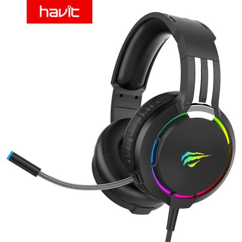 Havit Gamer Headset with Microphone Professinal HD Microphone & Surround Super Base RGB Backlight PC Wired Gaming Headphones