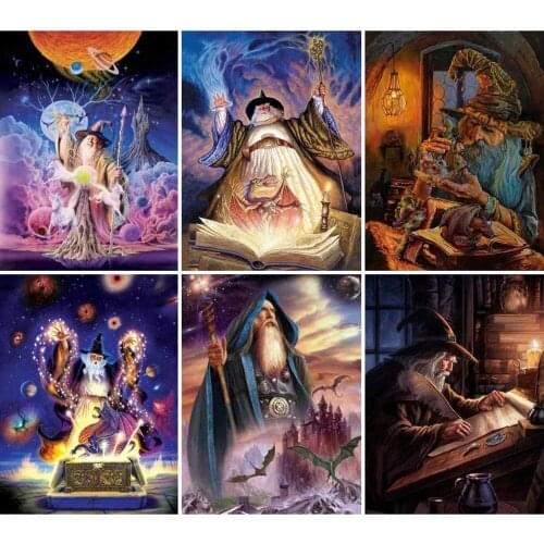 5D DIY Diamond Painting Halloween Wizard Man Diamond Embroidery Decorative Paintings Cross Stitch Kits Handicraft Needlework Art