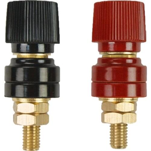 2PCS Black+Red Post Terminal 6mm/8mm/10mm Stud Premium Remote Battery Power Junction Post Connector Terminal Kit Car Accesorios