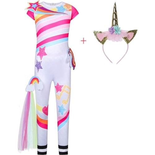 Girls Unicorn Cosplay Costume Kids Rainbow Jumpsuits Birthday Party Clothes Children Halloween Carnival Unicorn Onesies for Girl