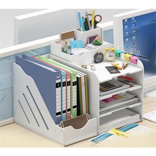 Creative ABS Desk Office Organizer Storage Pen Holder Desktop Pencil Sundries Stationery Badge Box Office School Supplies