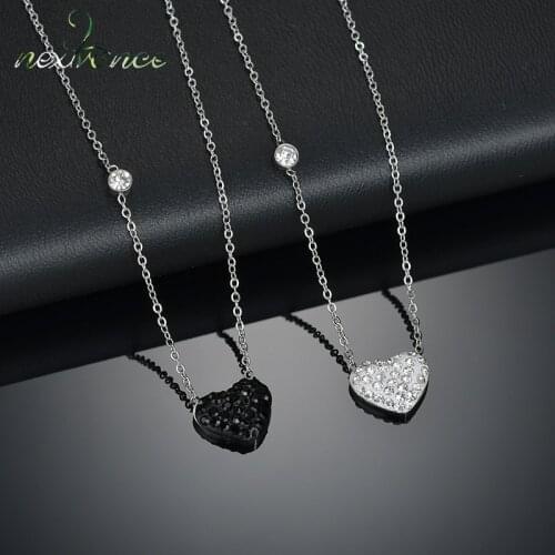 Nextvance CZ Stone Heart Pendant Necklaces Fashion Jewelry Crystal Rhinestones LOVE Collares Geometric Charm Necklace Bijoux