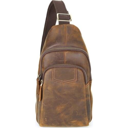 Luufan New style Genuine Leather Vintage Sling Single Chest Pack Day Pack Travel Sport Cross Body Messenger Shoulder Bag