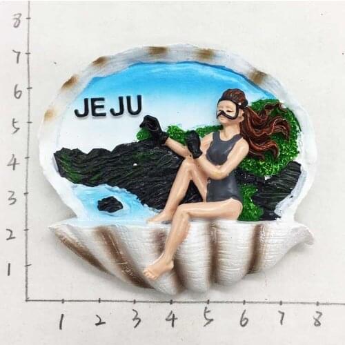 Cute Korea Jeju Island Diving Girl Fridge Magnets Souvenir Refrigerator Magnetic Sticker Decor imanes para refrigerador Crafts