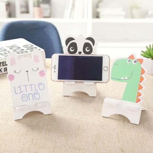 Korean version of creative cartoon mobile phone holder cute cartoon Desktop phone holder mobile phone wooden shelf bracket phone