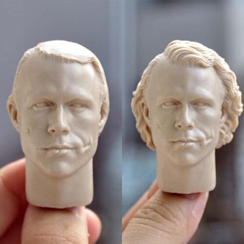 Unpainted 1/6 Joker Heath Ledger Head Sculpt Carving Model Fit 12'' Action Figure Body for Painting Exercise