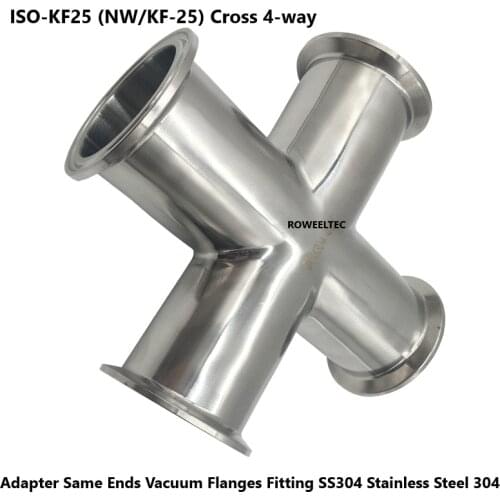 Cross Flange Adapter Same Ends 4-way Vacuum Cross Flange Fitting Pipe Joint Sanitary Stainless Steel304 KF10 KF16 KF25 KF40 KF50